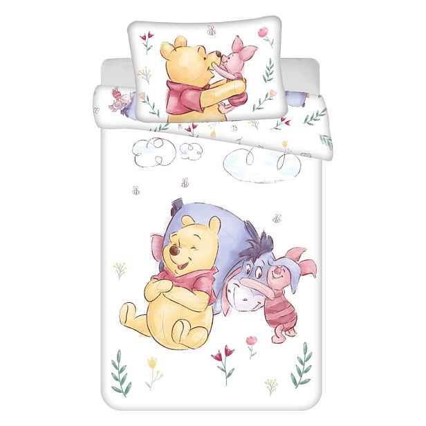 Bavlněné dětské povlečení do postýlky 100x135 cm Winnie the Pooh "Pooh Hugs" – Jerry Fabrics