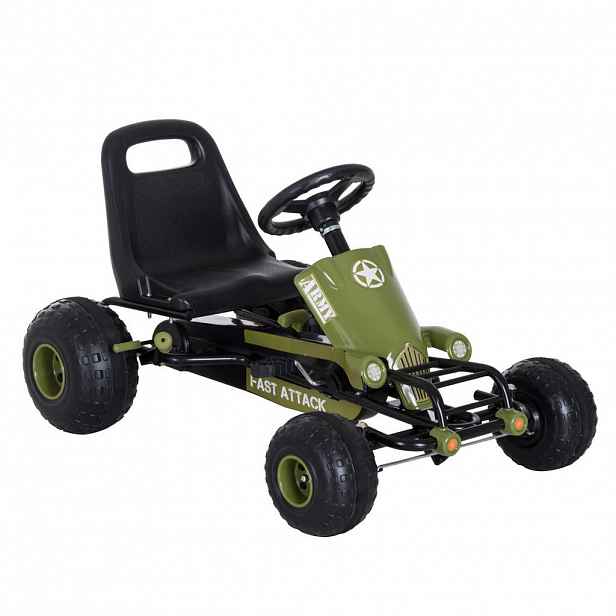 HOMCOM GO Kart Kettcar s ruční brzdou Dětské šlapací autíčko Šlapací vozidlo od 3 let Zelené