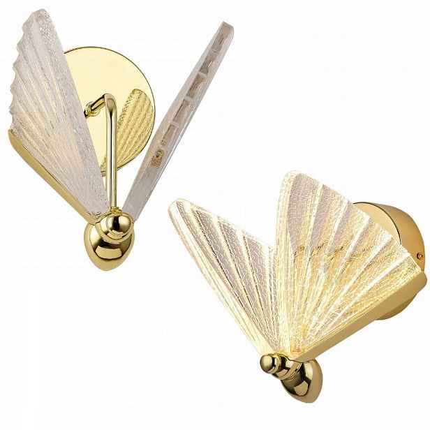 Nástěnné svítidlo Mariposa Led ozdobný motýl zlaté skleněné prvky Light Prestige