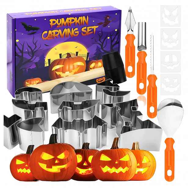 Sada na dýně Halloween, nástroje, formičky, 19 ks. šablony