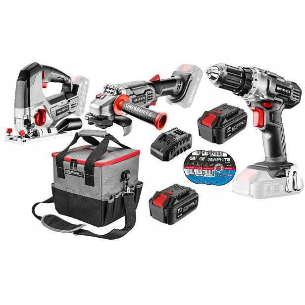 Graphite Sada Elektrického Nářadí Energy+ 18V 2X 4AH Bruska Taška Kotouče