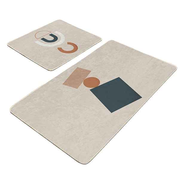 Béžové sametové koupelnové předložky v sadě 2 ks 60x100 cm Geometry Shapes – Mila Home
