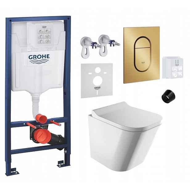 Grohe Wc stojan Rapid s mísou Wc Fontana a tlačítkem zlatý kartáčovaný
