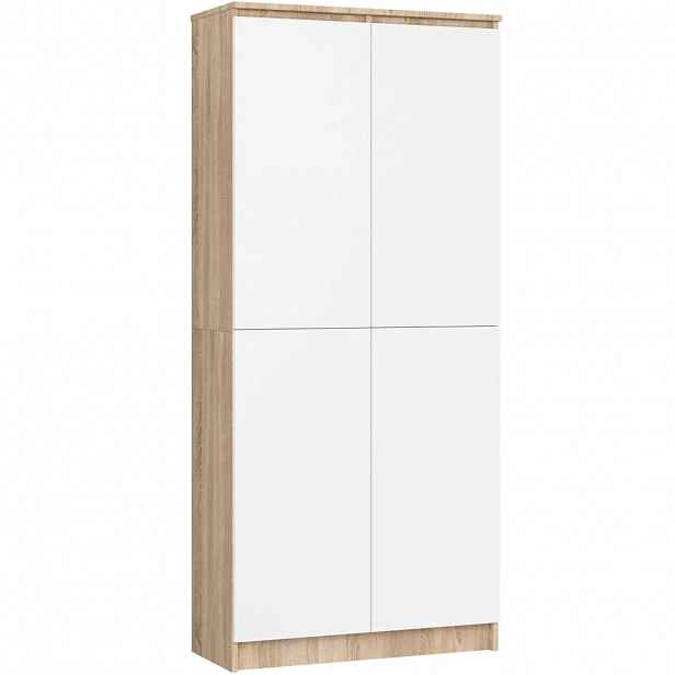 Policová skříň 80 cm VALESTRA - dub sonoma / bílá
