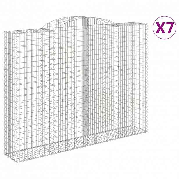 vidaXL Klenuté gabionové koše 7 ks 300x50x220/240cm pozinkované železo