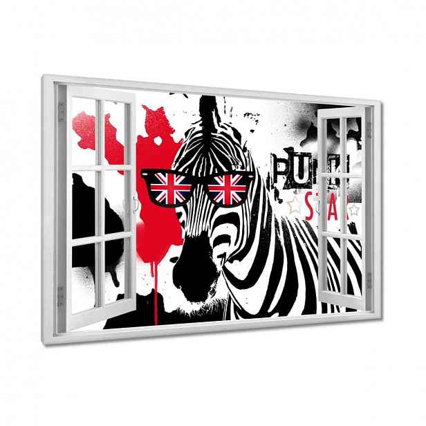 Obrazy 90x60 Zebra Punk Star Brýle
