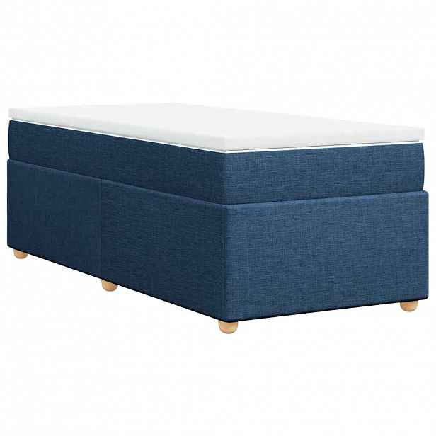 vidaXL Box spring postel s matrací modrá 100 x 200 cm textil