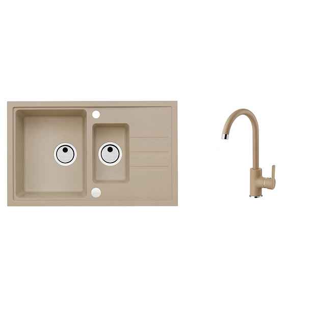 Alveus SET ALVEUS INTERMEZZO 70-55 + BATERIE TONIA 55 obdélníkový granitový dřez 780 x 480 mm v setu s baterií