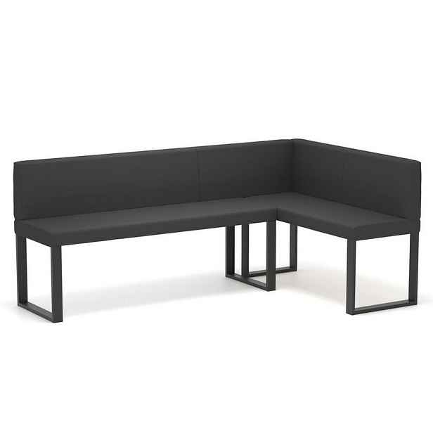 Idohome ROHOVÁ LAVICE SANA U pravá ekokůže hladká, 142/196 cm, černá