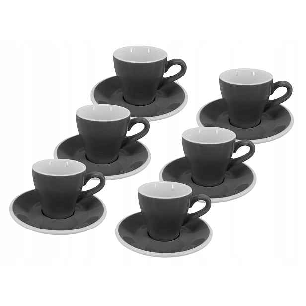 Set 6 ks Presso šálek s podšálkem Milano, 75 ml, šedý