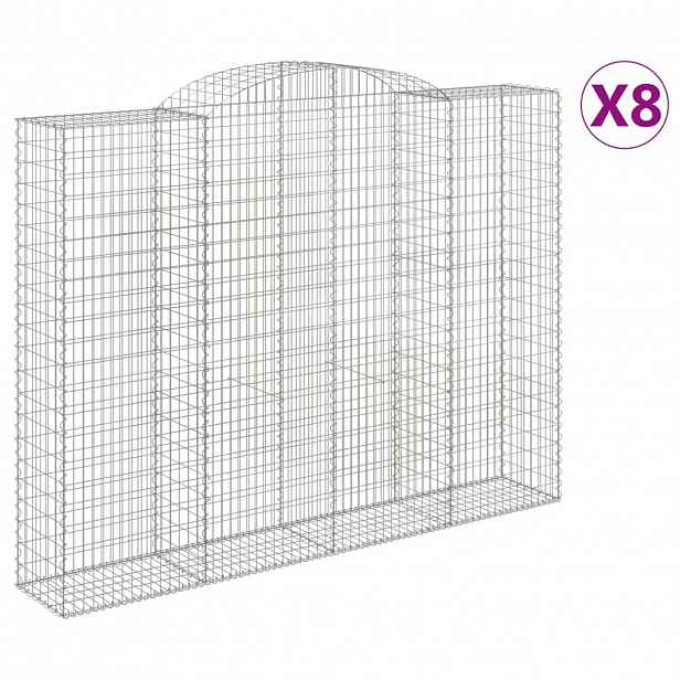 vidaXL Klenuté gabionové koše 8 ks 300x50x220/240cm pozinkované železo