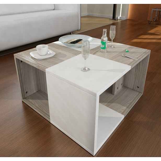 Rozkládací konferenční stolek APSARASAS, bílá/cordoba