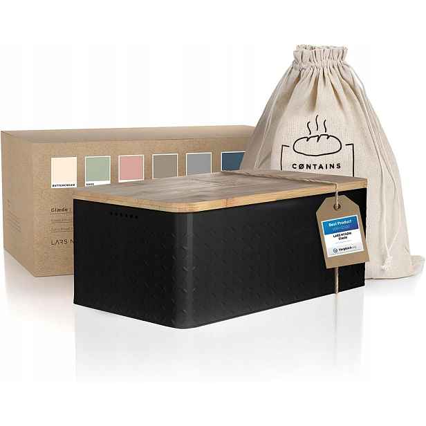 Chlebník s lněným sáčkem na chléb pro čerstvost, 30 x 18 x 14 cm