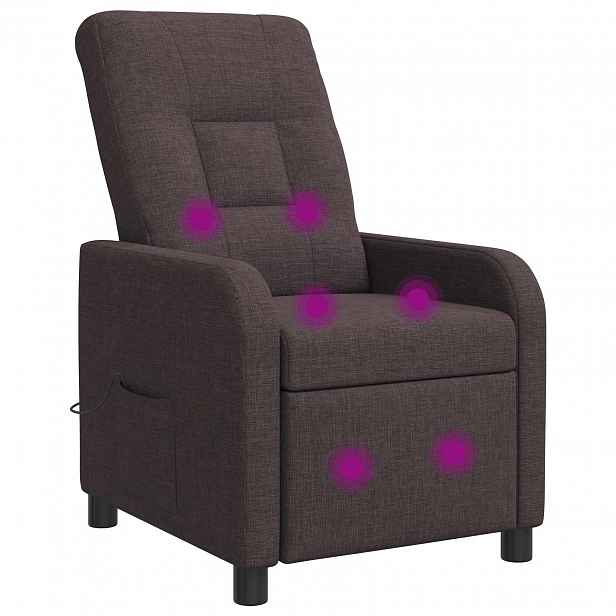 vidaXL Masážní polohovací křeslo Tmavě hnědá Textil
