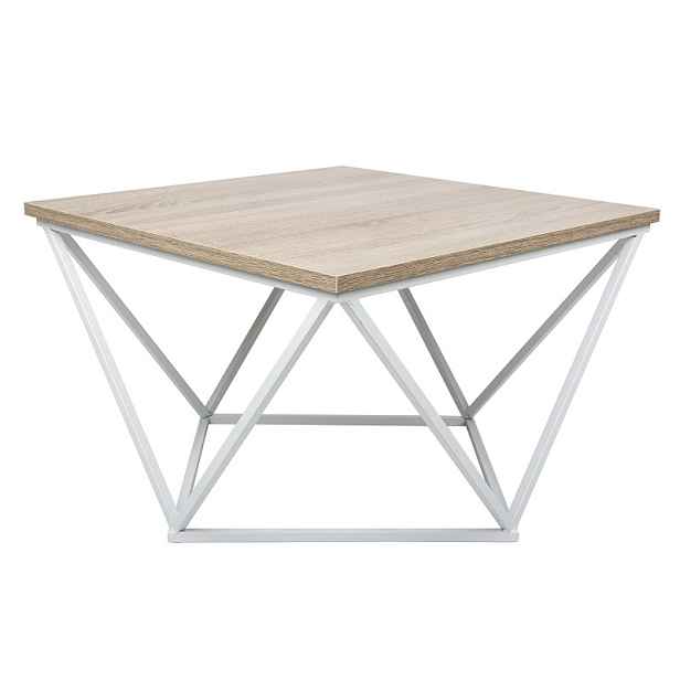 HowHomely Konferenční stolek Curved 60 cm bílý/dub tmavý