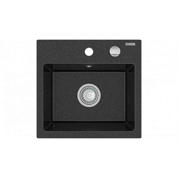 MEXEN - Milo granitový dřez 1-miska 435x410 mm, černá skvrnité 6505441000-76