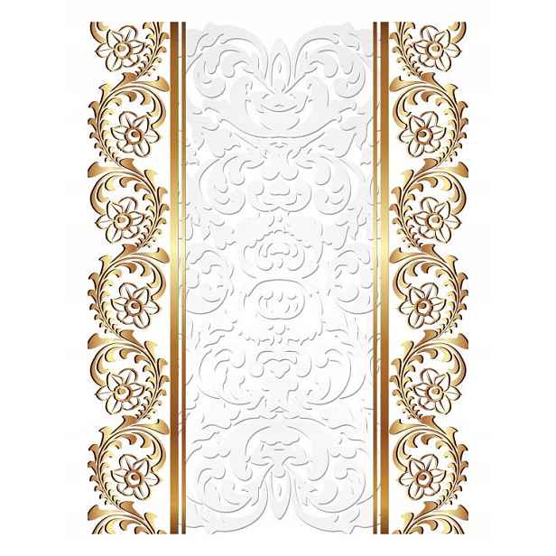 Tapeta Zlaté Květiny Ornament Bílé Pozadí Klasika Elegance 184x254 vinyl+lepidlo
