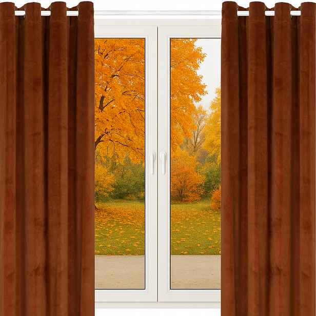 Velurové Záclony Na Průchodkách 140x260 Cihlové 2 Kusy Velur