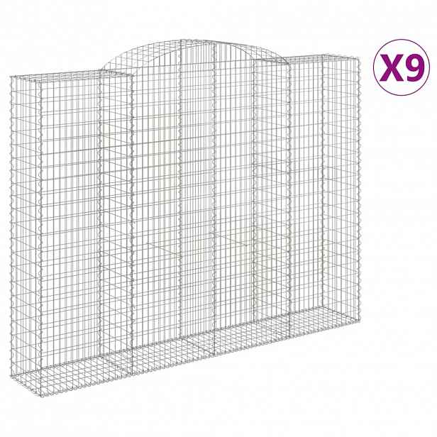 vidaXL Klenuté gabionové koše 9 ks 300x50x220/240cm pozinkované železo