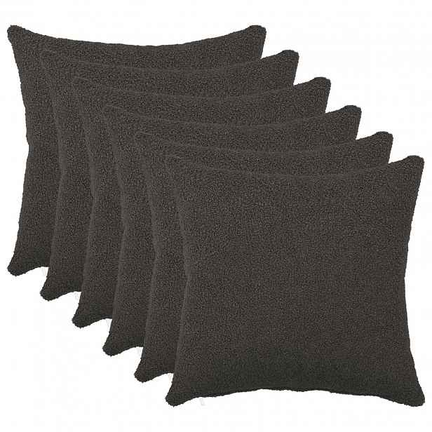 vidaXL Povlak na polštář 6 pcs HEERLEN Tmavě šedá 30 x 30 cm Bouclé
