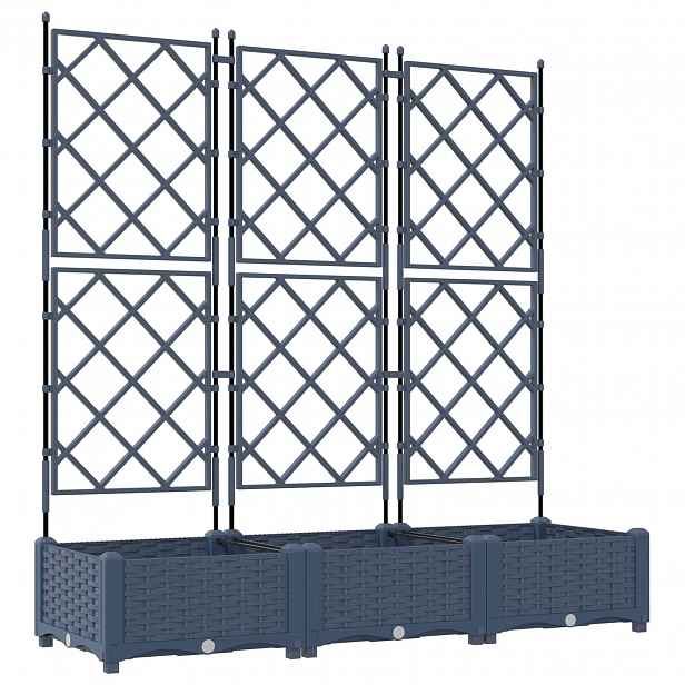 vidaXL Zahradní pěstebník 3 ks Šedá 120 x 40 x 125,5 cm PP