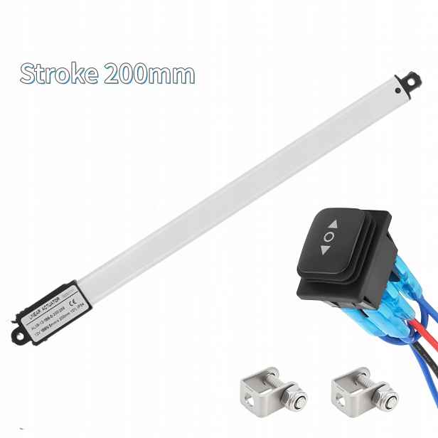 12V Lineární Aktuátor 200mm Zdvih 5mm/s 188N pro Skříně/Zásuvky/Automatizaci