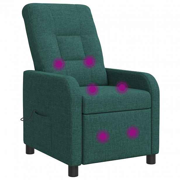 vidaXL Masážní polohovací křeslo Tmavě zelená Textil