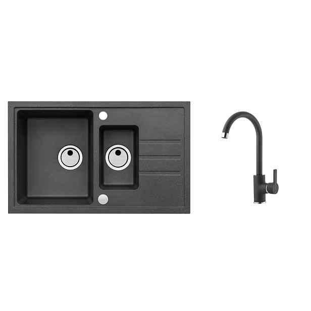 Alveus SET ALVEUS Intermezzo 70/91 + BATERIE TONIA 91 obdélníkový granitový dřez 780 x 480 mm v setu s baterií