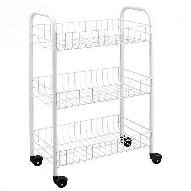 Bílý pojízdný stojan s 3 policemi Metaltex Siena