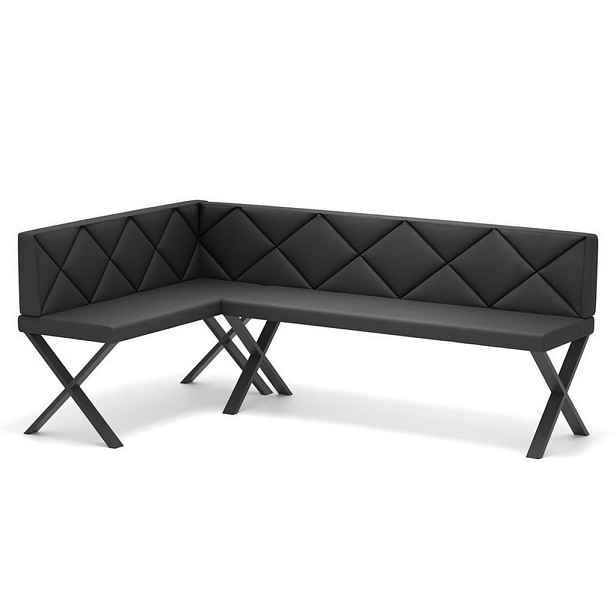 Idohome ROHOVÁ LAVICE VERO X levá ekokůže prošívaná, 142/196 cm, antracitová