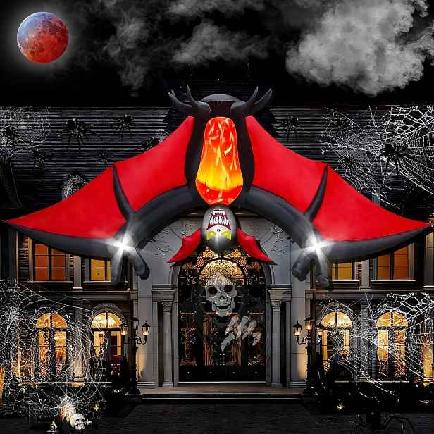 Nafukovací netopýr na Halloween, dekorace s vestavěným světlem