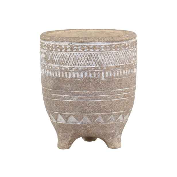 Přírodní cementový květináč na nožičkách Évron - Ø11*13cm Chic Antique