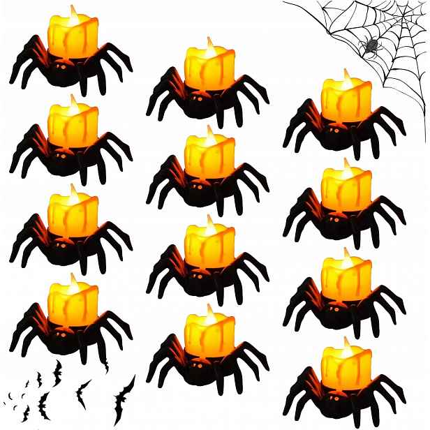 Svíčky na Halloween, pavouk, bezplamenné Led svíčky