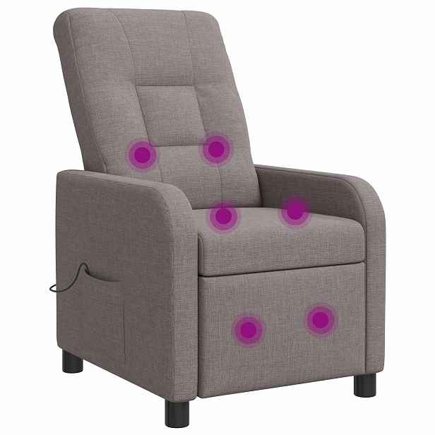 vidaXL Masážní polohovací křeslo Taupe Textil