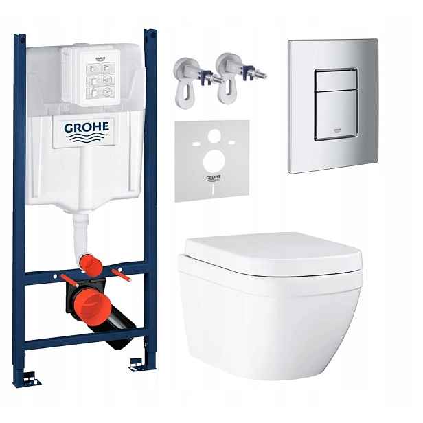 Podomítkový Wc set Stelaz s Wc mísou Grohe Euro Ceramic Tlačítko