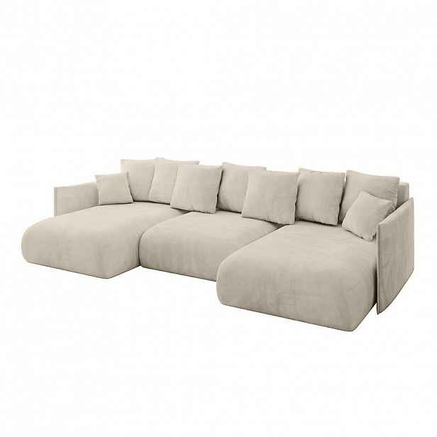 ALTDECOR SEDACÍ SOUPRAVA s funkcí lůžka a úložným prostorem pod postelí ONESK-U 317x177x72 ecru velur