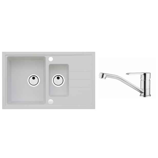 Alveus SET ALVEUS Intermezzo 70/11 + BATERIE RUTA obdélníkový granitový dřez 780 x 480 mm v setu s baterií