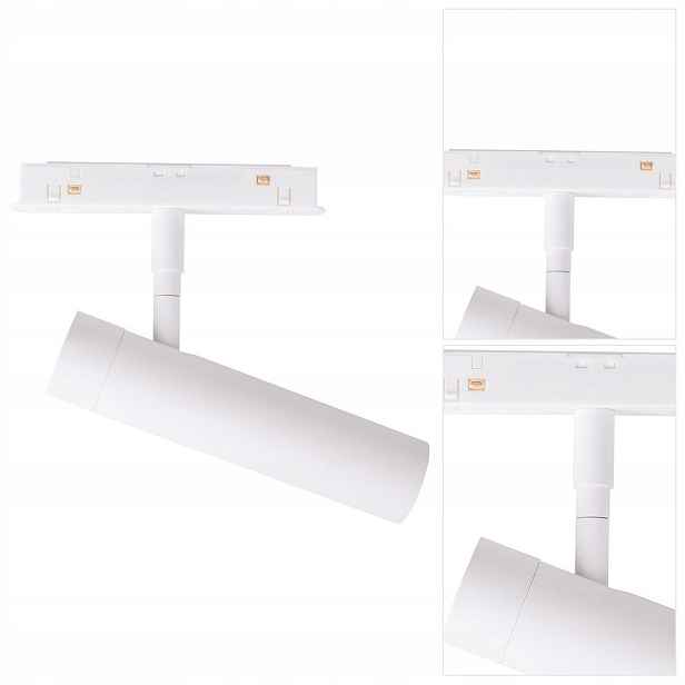 Bílé kolejnicové osvětlení Magnetic Ref s pohyblivým zdrojem v obývacím pokoji MaxLight