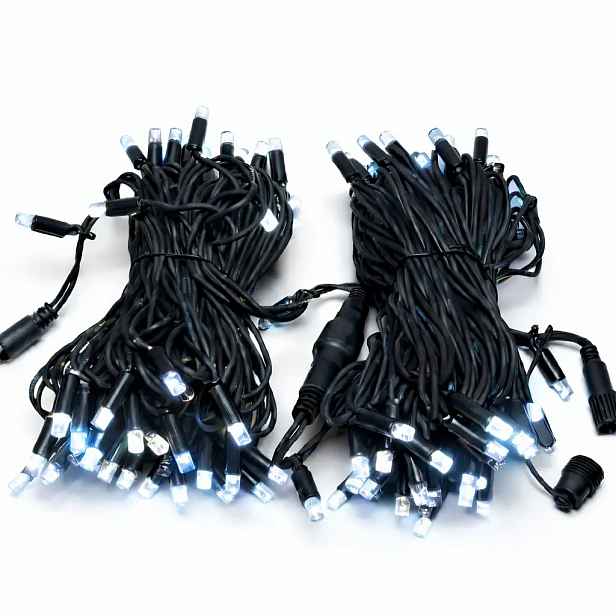 Easy Fix LED světelný řetěz, 20 m, venkovní, ledově bílá s FLASH, 120 diod, černý kabel, IP67