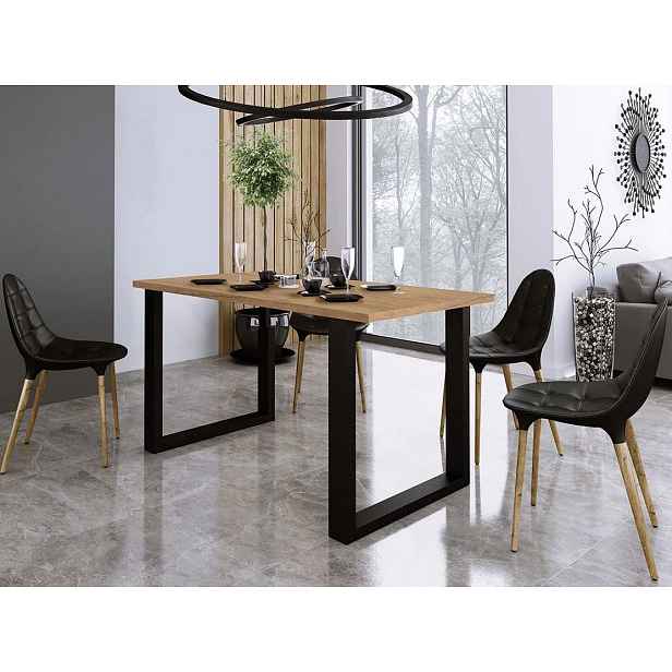 Jídelní stůl 138x67 cm IZMIR - dub lancelot / černý