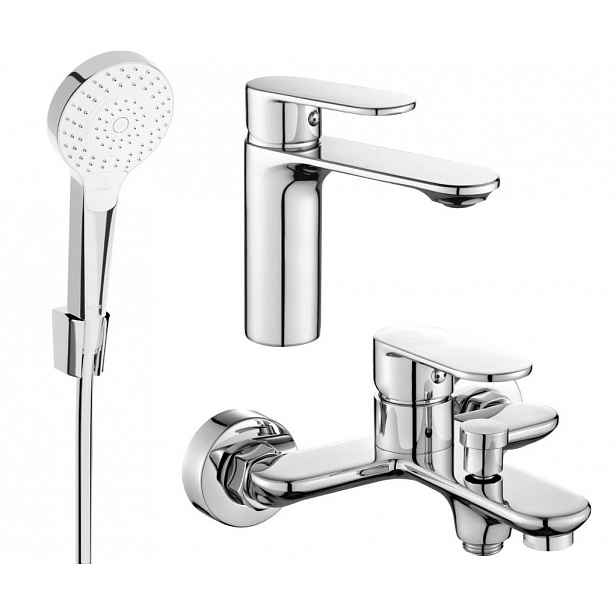 MEXEN - Milo R05 SET umyvadlová baterie + vanová s příslušenstvím, chrom 71303R05-00