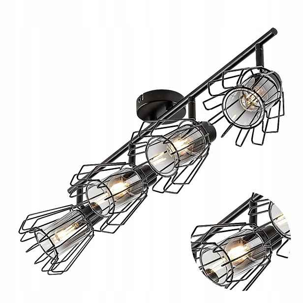 Reflektorová stropní lampa Spot E14 4x40W Černá Emerencia Rabalux