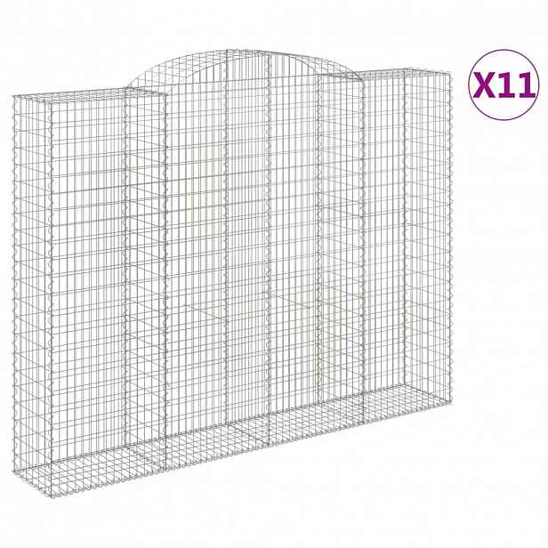 vidaXL Klenuté gabionové koše 11ks 300x50x220/240cm pozinkované železo