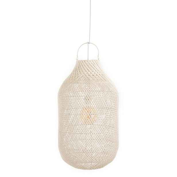 Závěsné bílé ratanové stínidlo Cylsha - Ø 40*75 cm/ E27 J-Line by Jolipa
