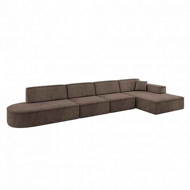 ALTDECOR ROHOVÁ SEDACÍ SOUPRAVA s otomanem vpravo IREA-L3-v4 – 412 × 165 × 77 cm, hnědá