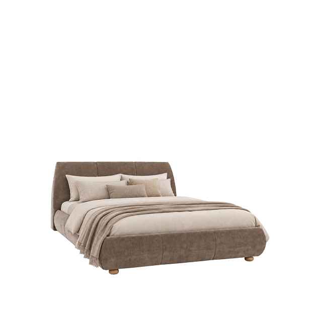 Čalouněná dvoulůžková postel Treviso s úložným prostorem 160x200, taupe