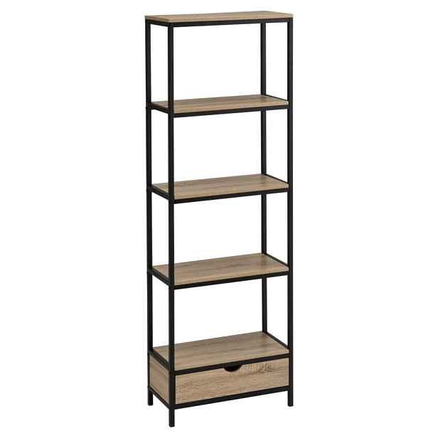 Černá přírodní knihovna v dekoru dubu 60x180 cm Urban – Casa Selección