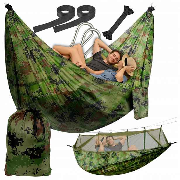 Dvoumístná Houpací Síť S Moskytiérou, Houpačka 260X140 S Moskytiérou Pro Přežití