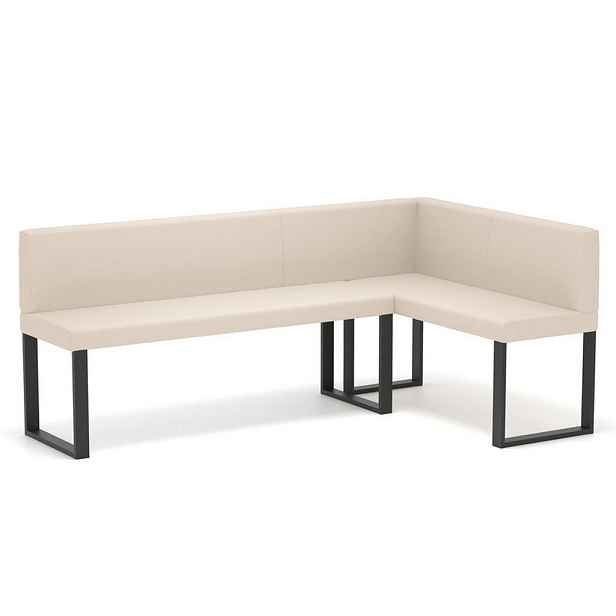 Idohome ROHOVÁ LAVICE SANA U pravá ekokůže hladká, 142/196 cm, béžová