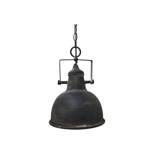 Industriální černé kovové závěsné světlo Fact - Ø24*26 cm Chic Antique